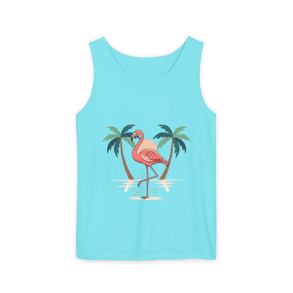 Flamingo Beach Tank Top — Tropical Palm Vacation Graphic Tank
