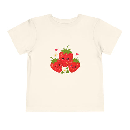 Cute Kawaii Strawberries Toddler Tee — Cute Fruit Graphic Shirt for Kids