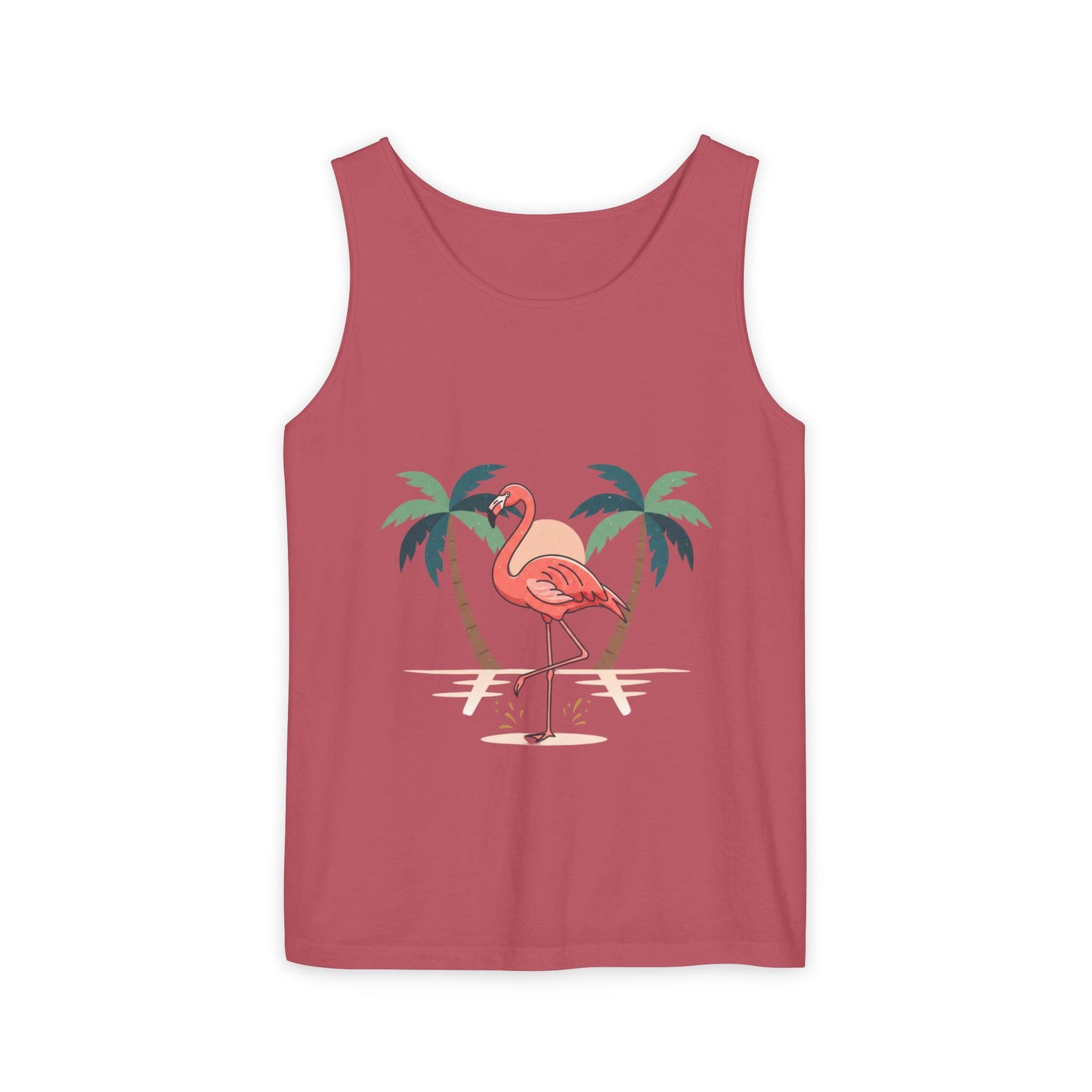 Flamingo Beach Tank Top — Tropical Palm Vacation Graphic Tank