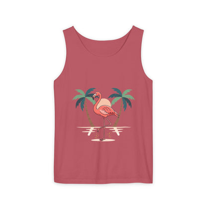 Flamingo Beach Tank Top — Tropical Palm Vacation Graphic Tank