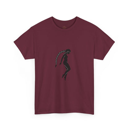 Silhouette Braid Tee — Minimalist Woman Profile T-Shirt