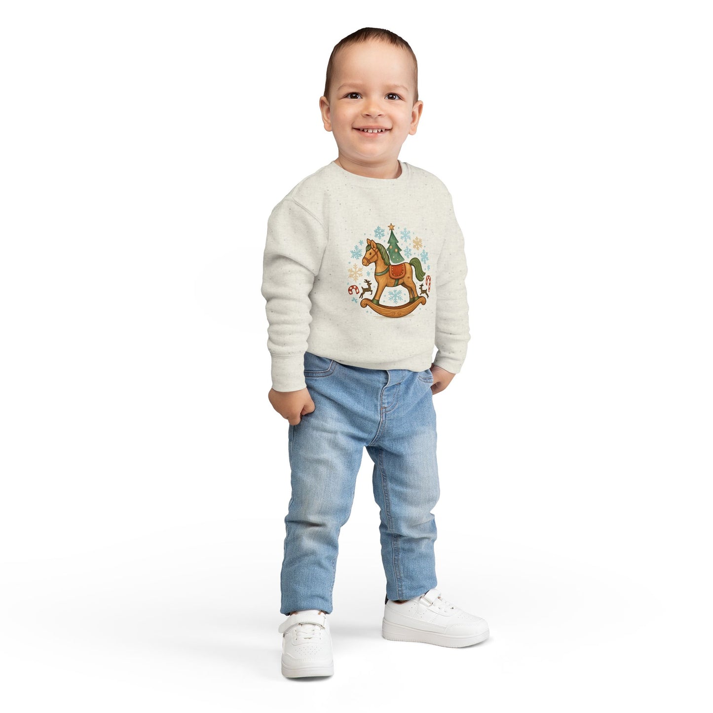Toddler Sweatshirt — Vintage Rocking Horse Christmas Crewneck