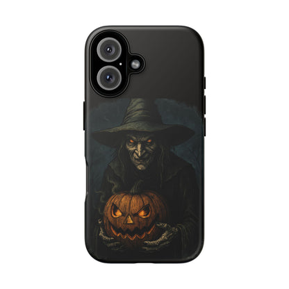Halloween Phone Case, Tough Cases with Witch and Pumpkin Design, Spooky Gift for Witch Lovers, Fall Phone Accessory, Unique Halloween Decor
