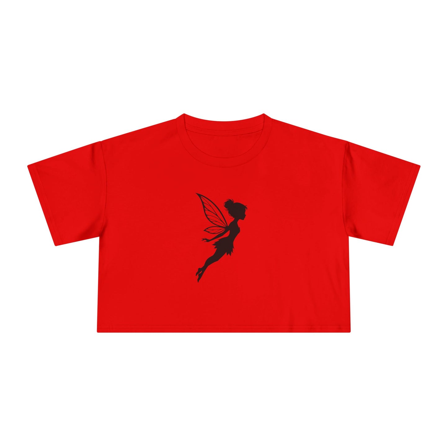 Fairy Silhouette Women's Crop Tee — Whimsical Pixie Graphic Top