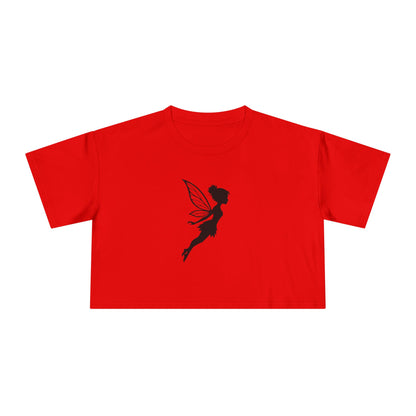 Fairy Silhouette Women's Crop Tee — Whimsical Pixie Graphic Top