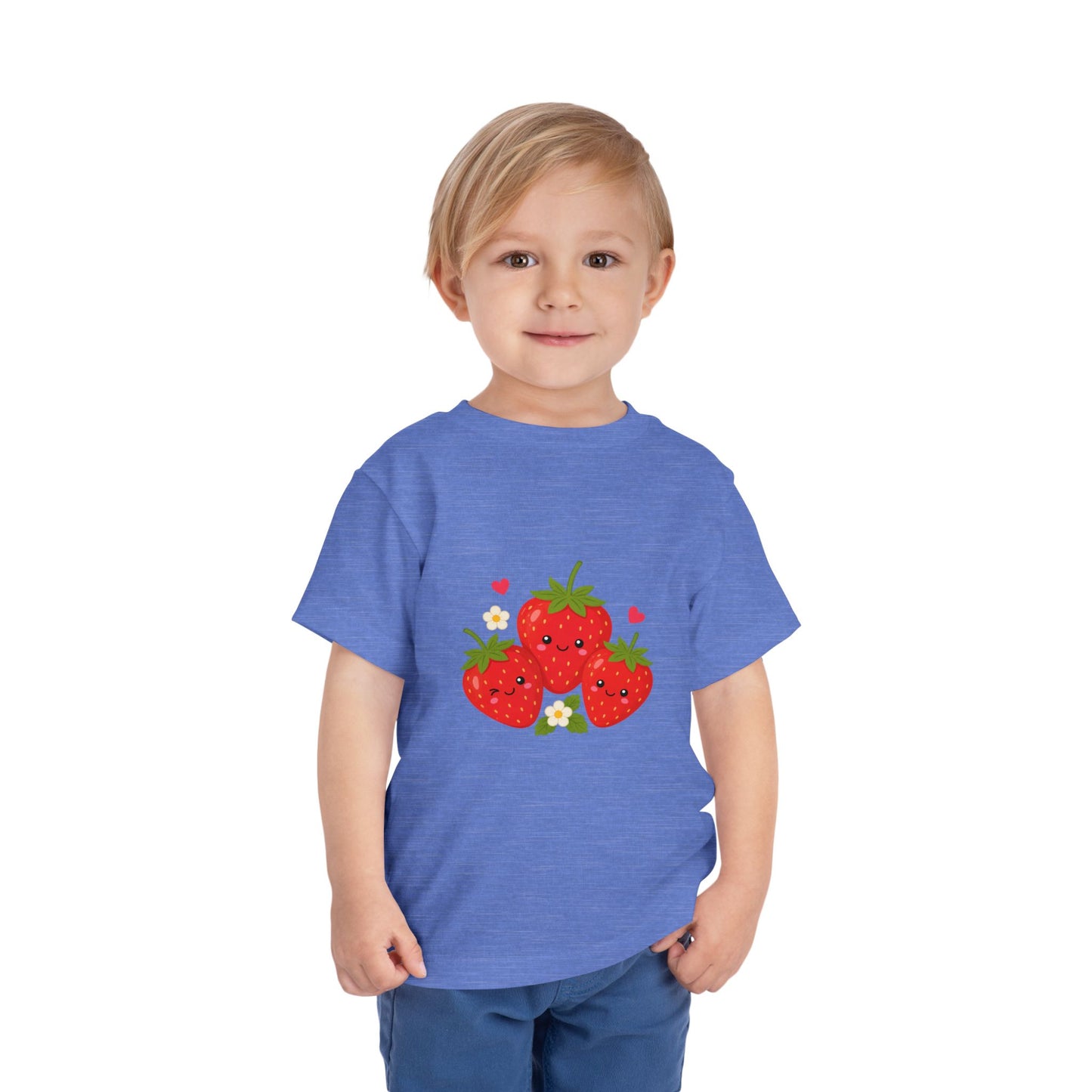 Cute Kawaii Strawberries Toddler Tee — Cute Fruit Graphic Shirt for Kids