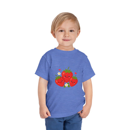 Cute Kawaii Strawberries Toddler Tee — Cute Fruit Graphic Shirt for Kids
