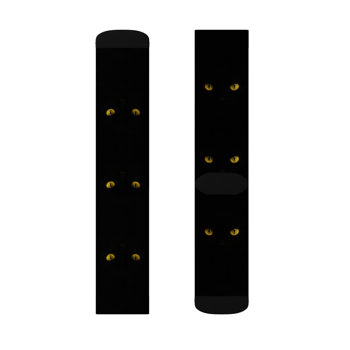Mystical Cat Eyes Sublimation Socks - Unique Black Crew Socks for Cat Lovers