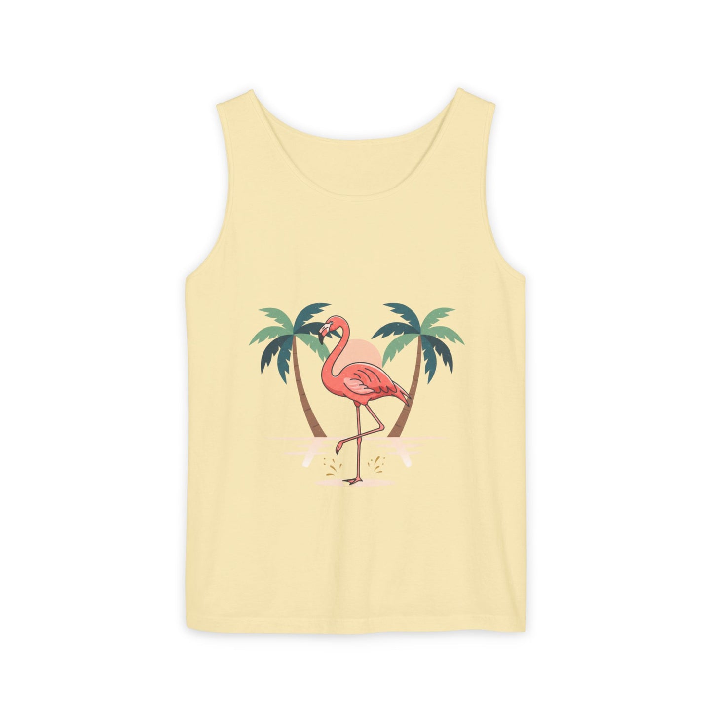 Flamingo Beach Tank Top — Tropical Palm Vacation Graphic Tank