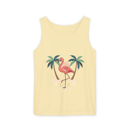 Flamingo Beach Tank Top — Tropical Palm Vacation Graphic Tank