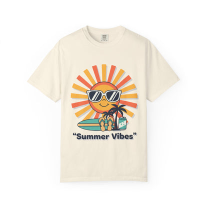 Summer Vibes T-Shirt — Retro Sun with Sunglasses Beach Graphic