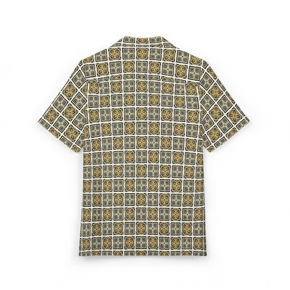 Hawaiian Shirt — Vintage Tile Pattern Short-Sleeve Button-Down