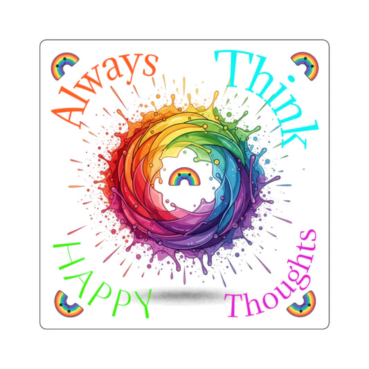 Rainbow Splash Square Sticker — Colorful Swirl with Rainbow Center