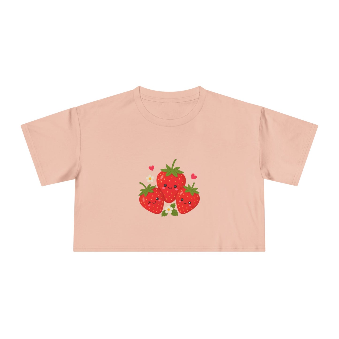 Strawberry Trio Women's Crop Tee — Cute Fruit Graphic Summer Top