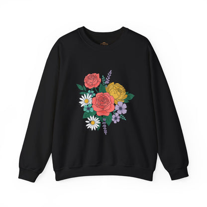 Floral Bouquet Crewneck Sweatshirt — Rose & Daisy Garden Graphic
