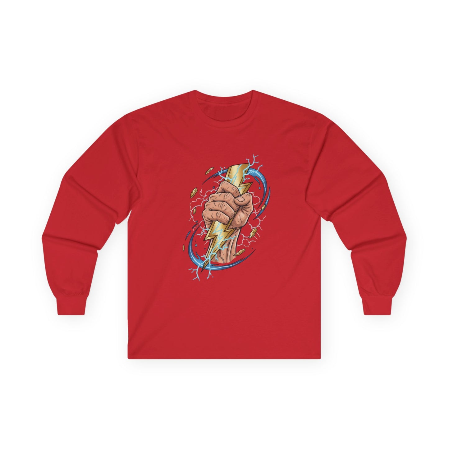 Fist & Lightning Bolt Long Sleeve Tee — Power Graphic Shirt