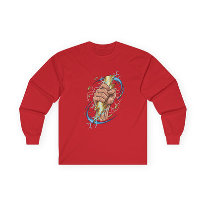 Fist & Lightning Bolt Long Sleeve Tee — Power Graphic Shirt