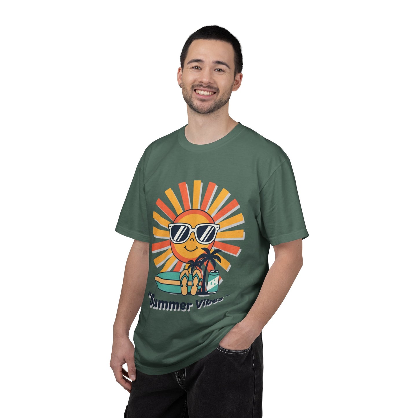 Summer Vibes T-Shirt — Retro Sun with Sunglasses Beach Graphic