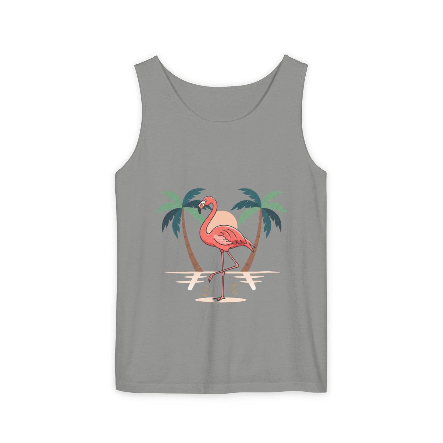 Flamingo Beach Tank Top — Tropical Palm Vacation Graphic Tank