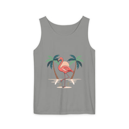 Flamingo Beach Tank Top — Tropical Palm Vacation Graphic Tank