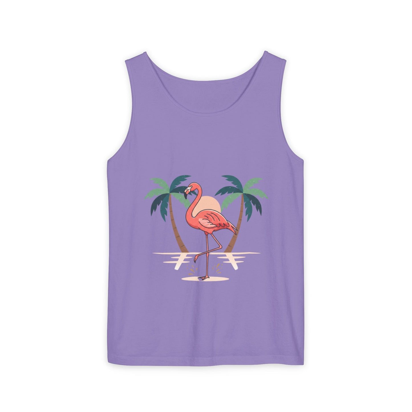 Flamingo Beach Tank Top — Tropical Palm Vacation Graphic Tank