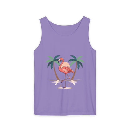 Flamingo Beach Tank Top — Tropical Palm Vacation Graphic Tank
