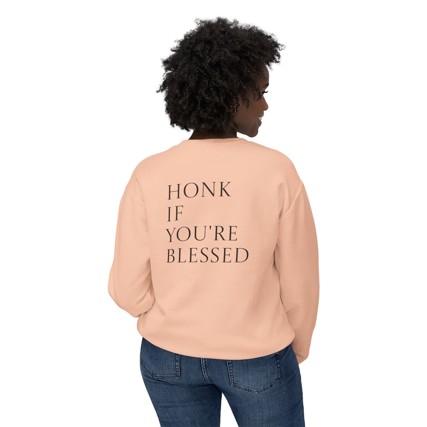 Honk If You're Blessed Crewneck Sweatshirt — Minimal Faith-Inspired Graphic