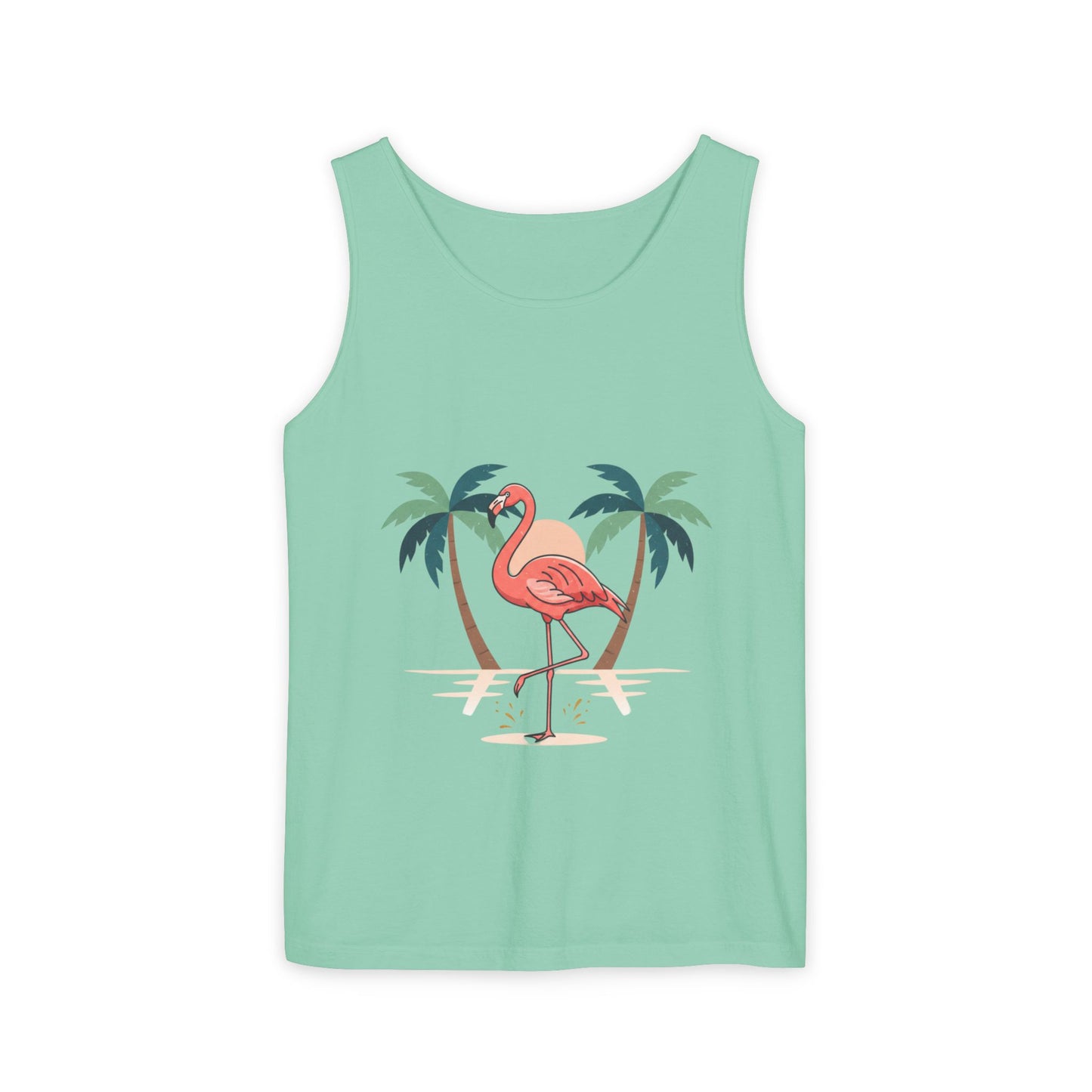 Flamingo Beach Tank Top — Tropical Palm Vacation Graphic Tank