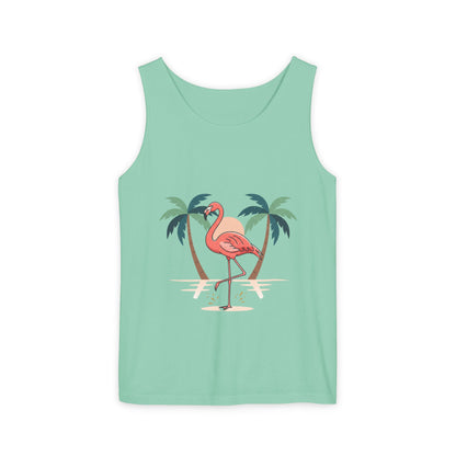 Flamingo Beach Tank Top — Tropical Palm Vacation Graphic Tank
