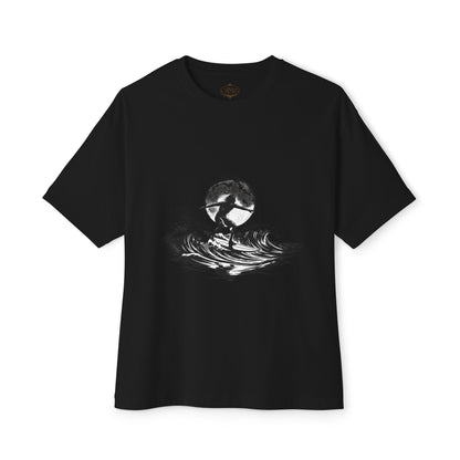 Surf Moon Graphic Tee — Silhouette Surfer on Waves