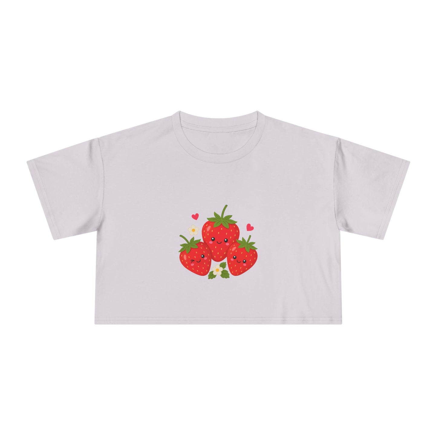 Strawberry Trio Women's Crop Tee — Cute Fruit Graphic Summer Top