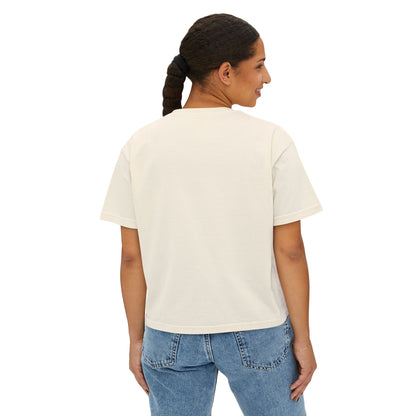 Easter Chick Boxy Tee — Cute Hatching Chick Graphic Women's Crop T-Shirt