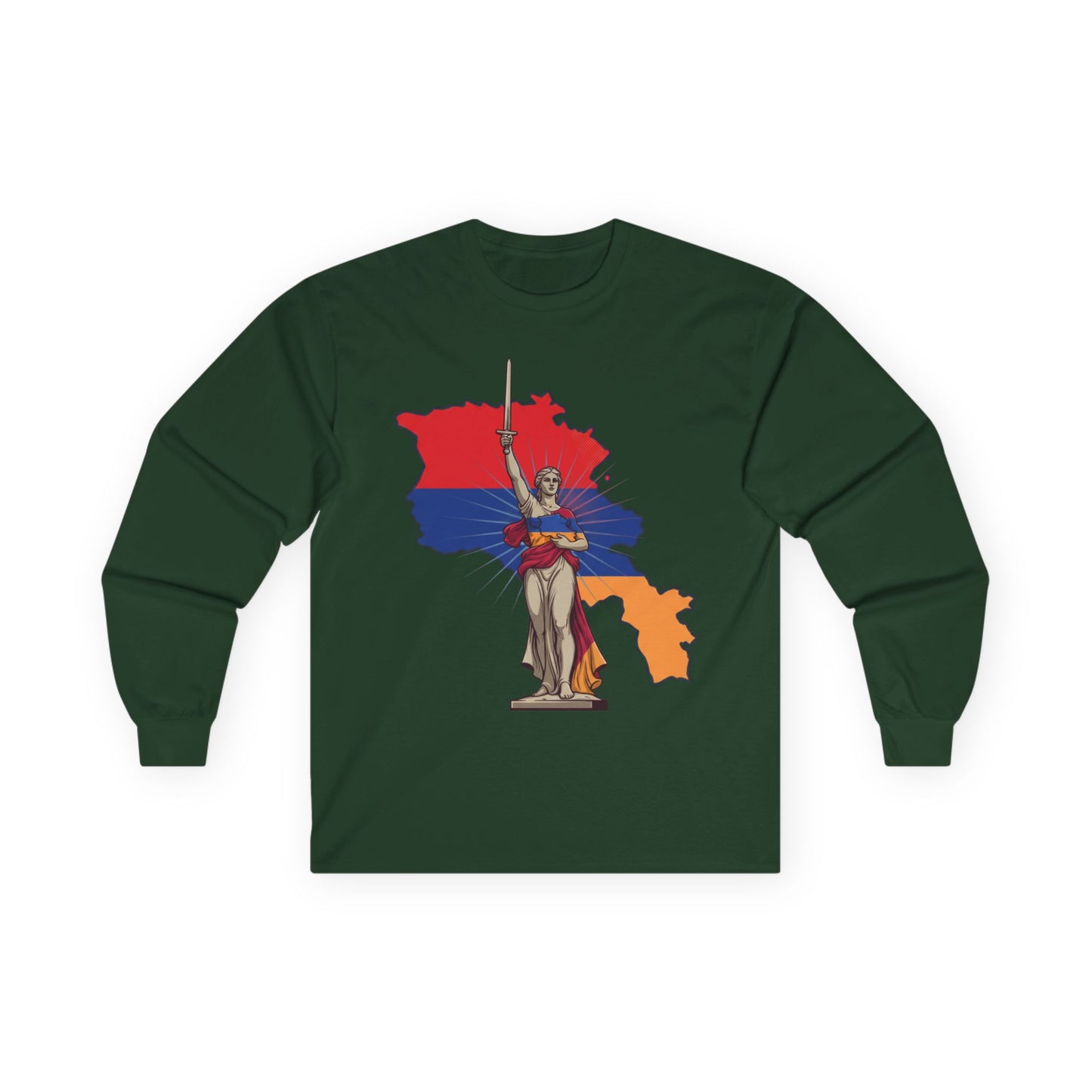 Armenia Map Long Sleeve Tee — Mother Armenia Statue Graphic