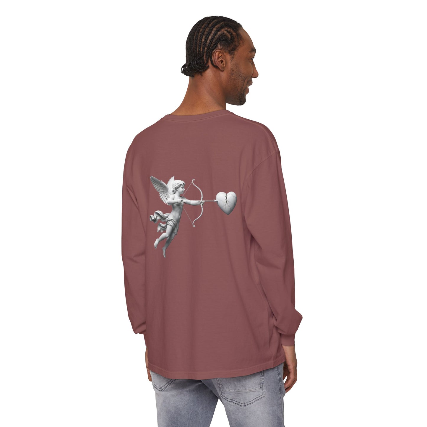 Cupid Cherub Long Sleeve Tee — Vintage Cupid Heart Graphic