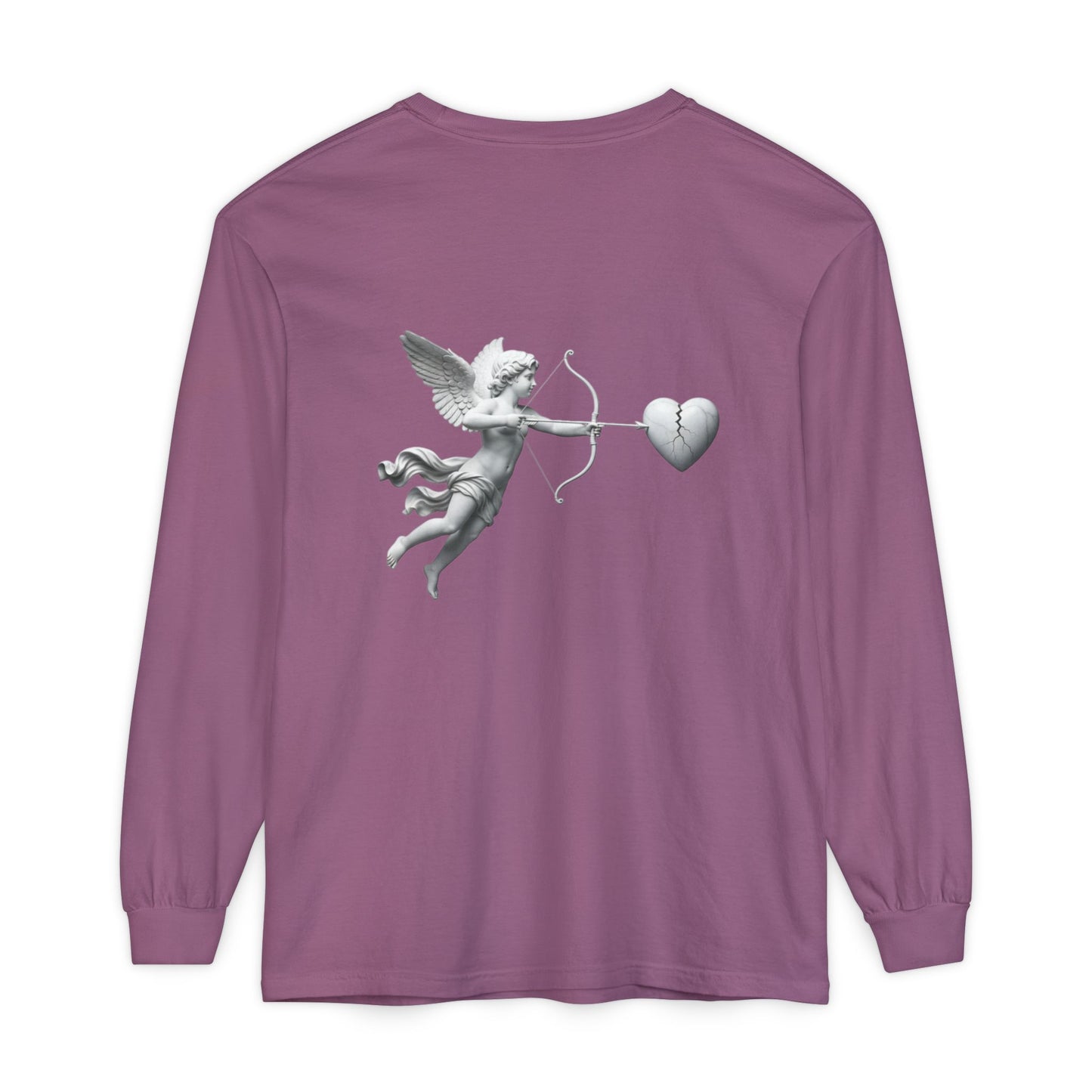 Cupid Cherub Long Sleeve Tee — Vintage Cupid Heart Graphic