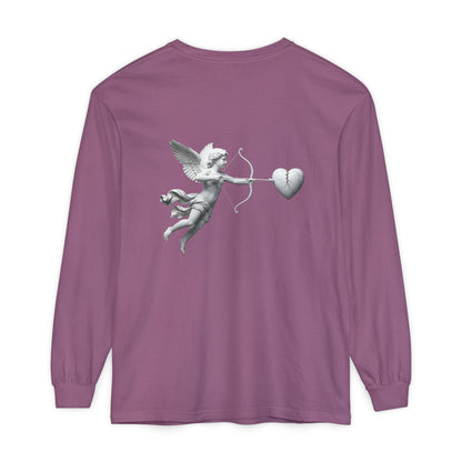 Cupid Cherub Long Sleeve Tee — Vintage Cupid Heart Graphic