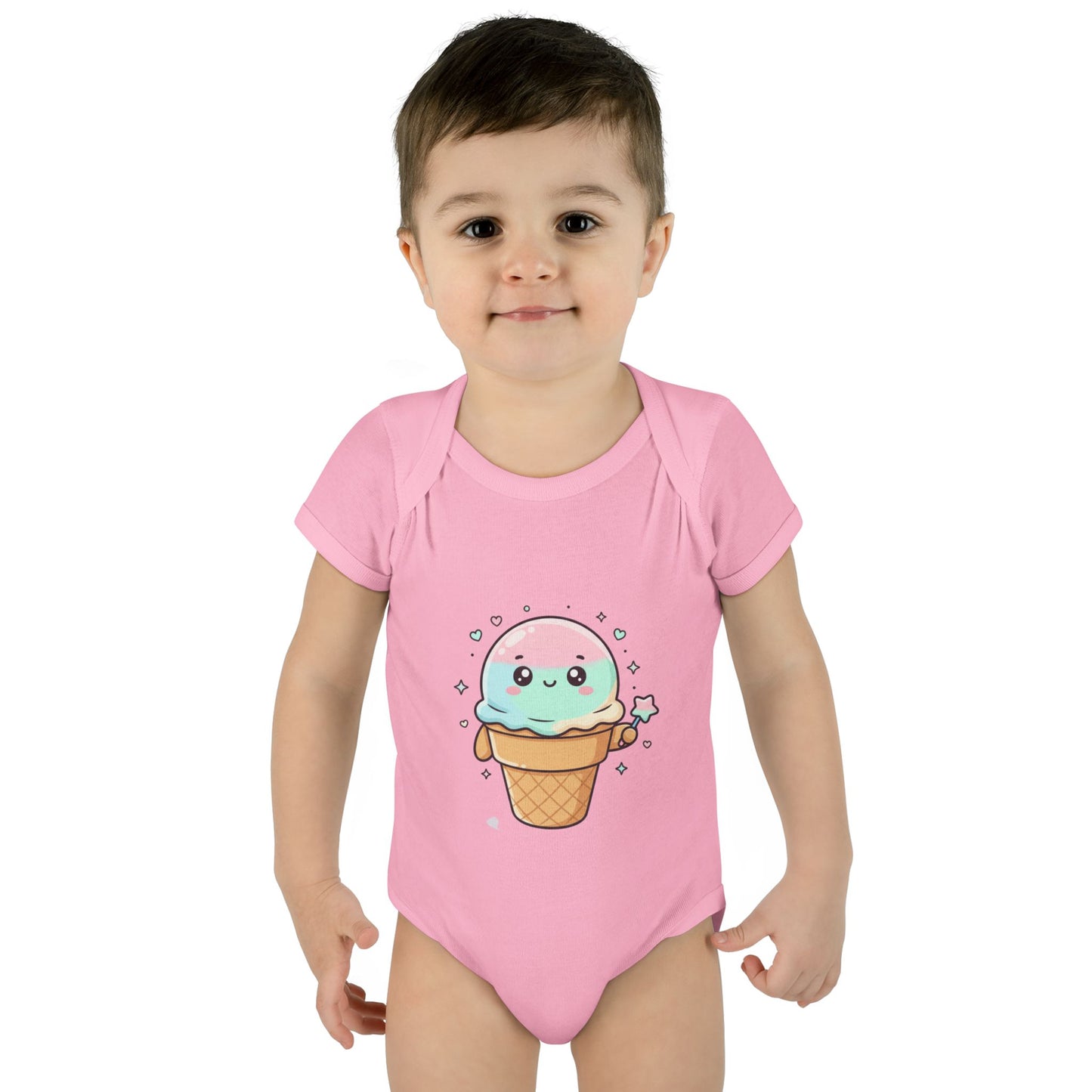 Cute Kawaii Ice Cream Cone Infant Bodysuit - Pastel Baby Onesie