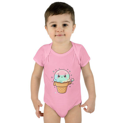 Cute Kawaii Ice Cream Cone Infant Bodysuit - Pastel Baby Onesie