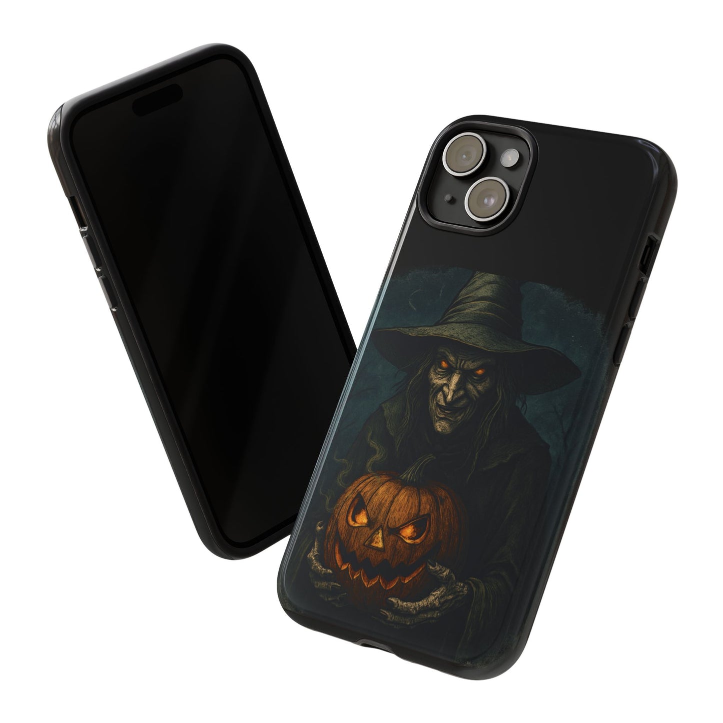 Halloween Phone Case, Tough Cases with Witch and Pumpkin Design, Spooky Gift for Witch Lovers, Fall Phone Accessory, Unique Halloween Decor