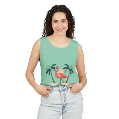 Flamingo Beach Tank Top — Tropical Palm Vacation Graphic Tank