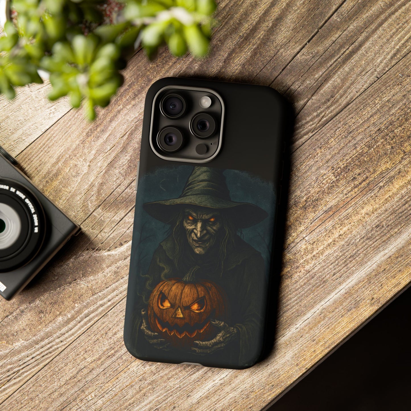 Halloween Phone Case, Tough Cases with Witch and Pumpkin Design, Spooky Gift for Witch Lovers, Fall Phone Accessory, Unique Halloween Decor