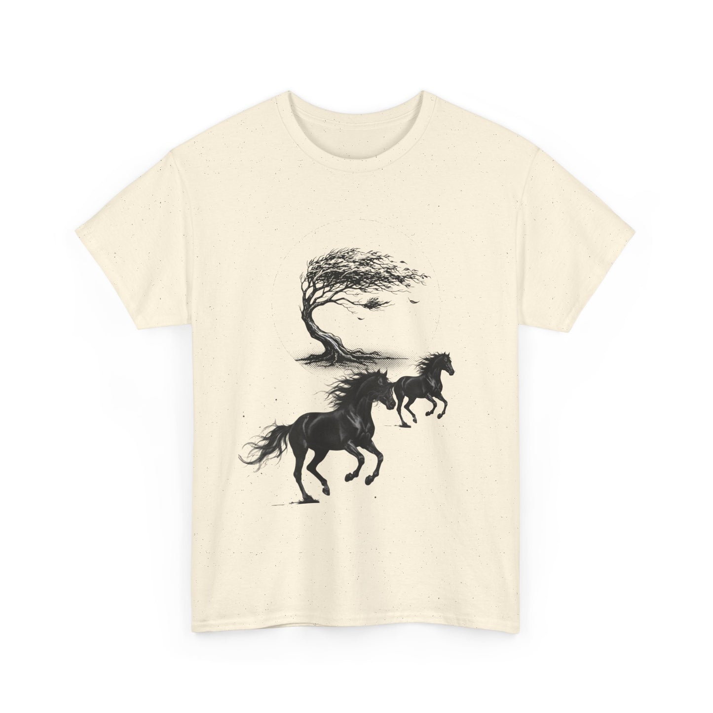 Horse Silhouette Tee — Windblown Tree & Galloping Horses Graphic T-Shirt