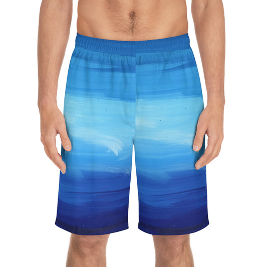 Board Shorts — Ocean Blue Gradient Swim Trunks