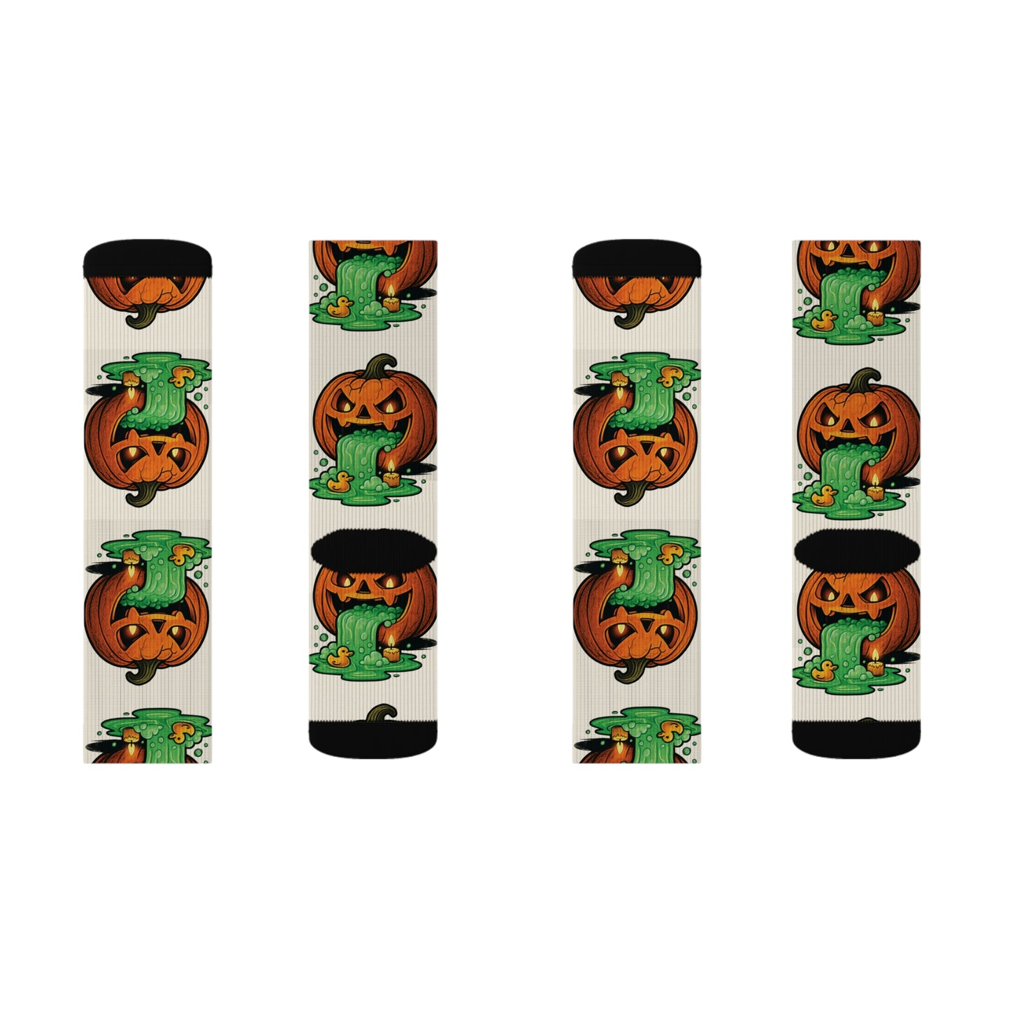 Halloween Sublimation Socks, Fun Holiday Socks, Pumpkin and Monster Design, Cozy Fall Accessories, Unique Gift for October