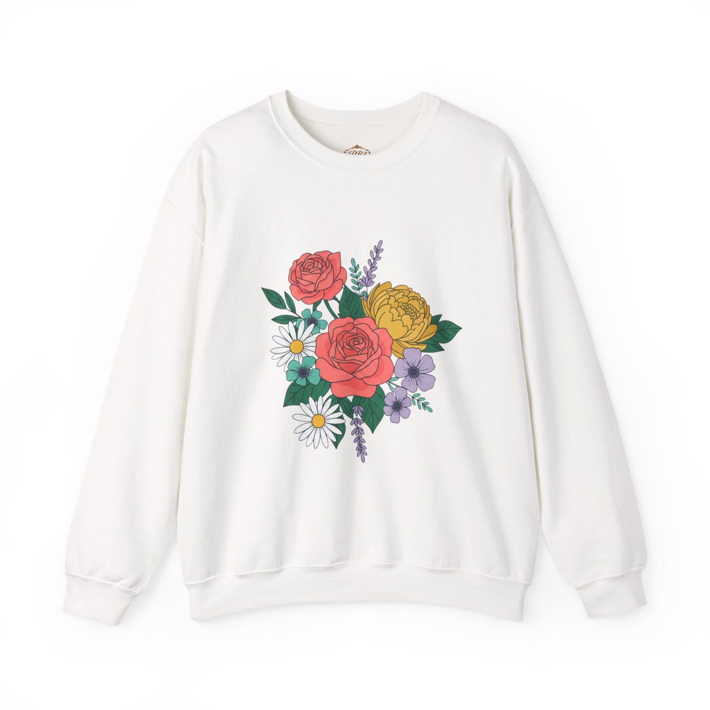 Floral Bouquet Crewneck Sweatshirt — Rose & Daisy Garden Graphic