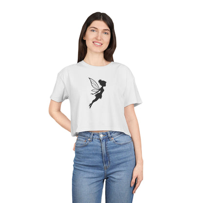 Fairy Silhouette Women's Crop Tee — Whimsical Pixie Graphic Top