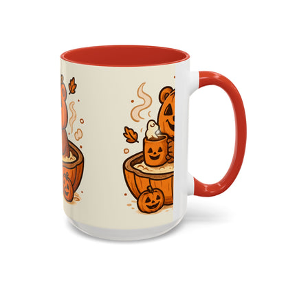 Halloween Bear Coffee Mug, Cute Pumpkin Mug, Fall Decor Gift, Cozy Autumn Drinkware, Seasonal Sip, Holiday Mug