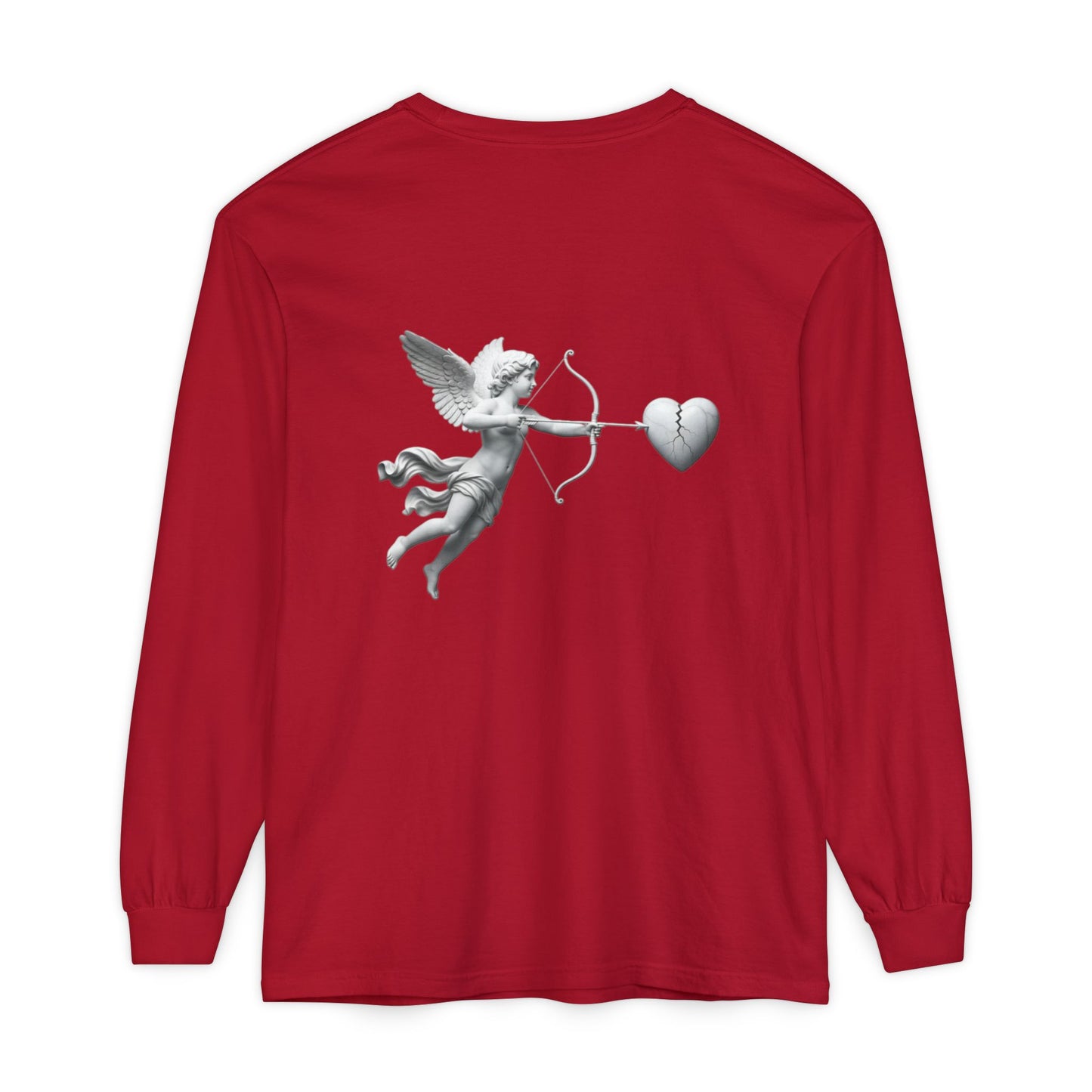 Cupid Cherub Long Sleeve Tee — Vintage Cupid Heart Graphic