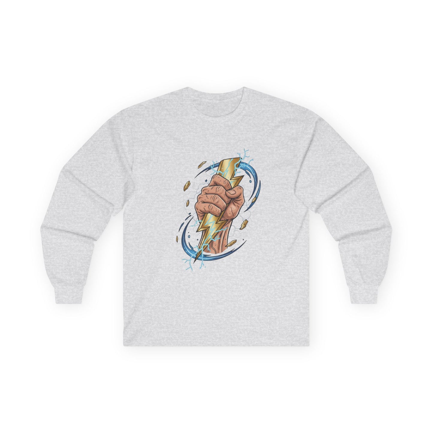 Fist & Lightning Bolt Long Sleeve Tee — Power Graphic Shirt