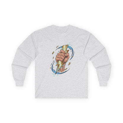 Fist & Lightning Bolt Long Sleeve Tee — Power Graphic Shirt